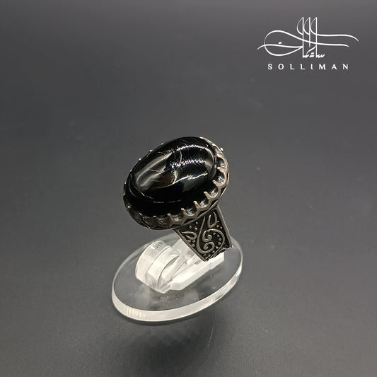 Ebony Crown – Black Coral & Silver Elegance