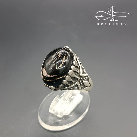 Crown of Ashes – Black Coral Ring in Silver