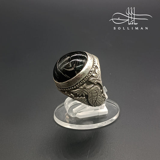 Queen of the Sky – Black Coral Silver Ring